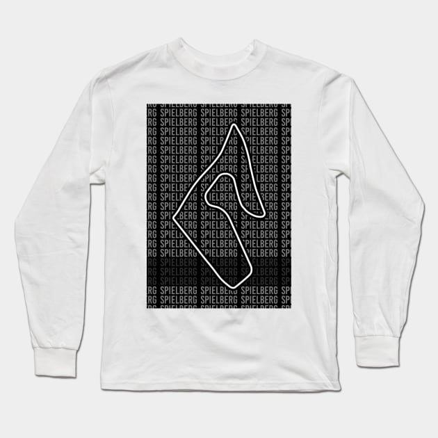 Spielberg - F1 Circuit - Black and White Long Sleeve T-Shirt by GreazyL